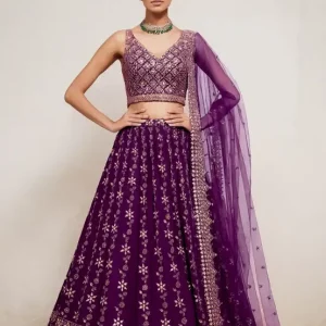 Embroidered Semi Stitched Lehenga Choli