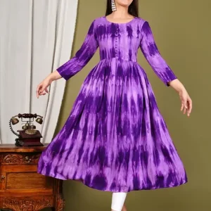 Women Printed Viscose Rayon Flared Kurta