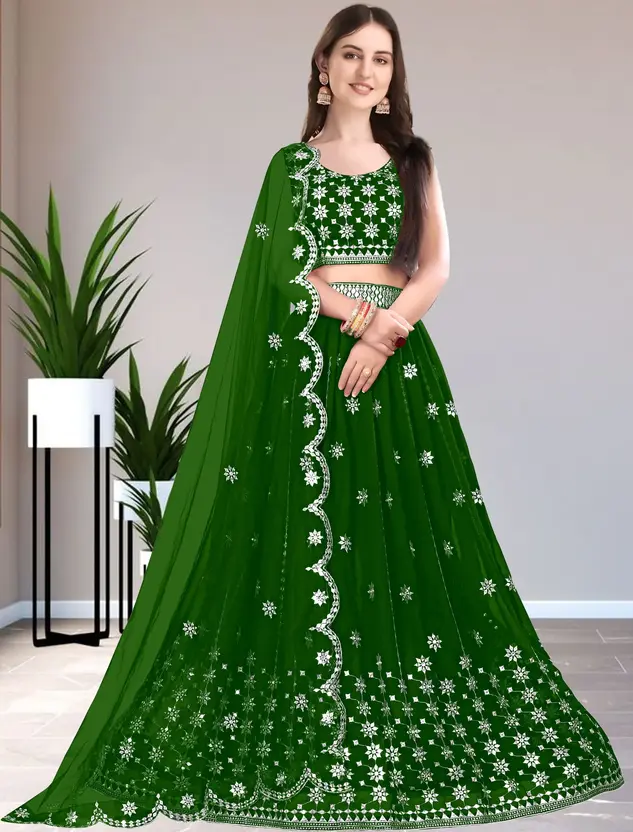 Embroidered Semi Stitched Lehenga Choli - Image 3
