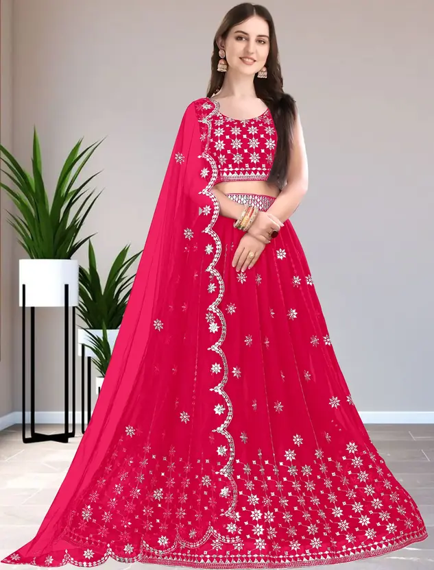 Embroidered Semi Stitched Lehenga Choli - Image 2